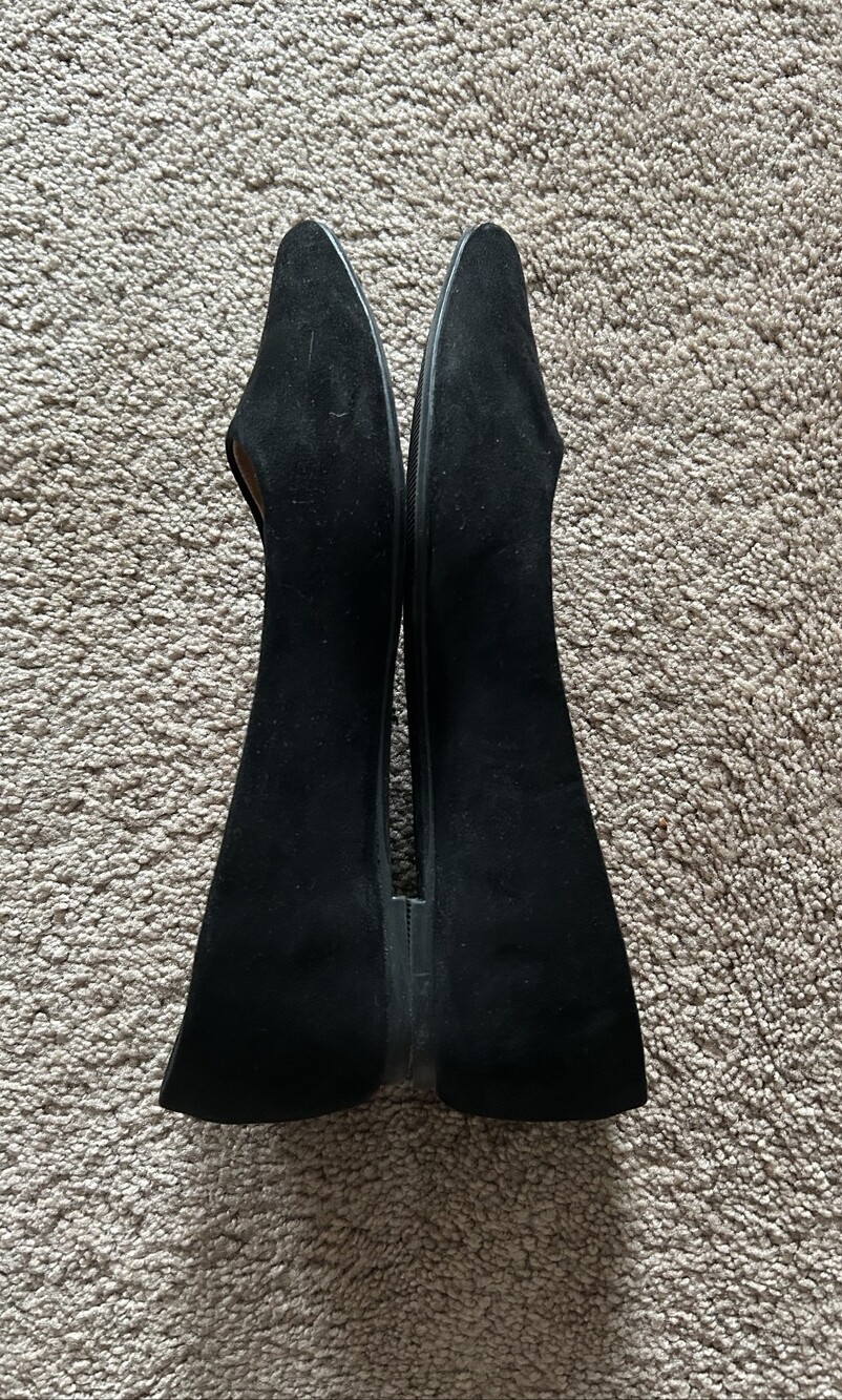Faux Suede Black Flats Size 7
